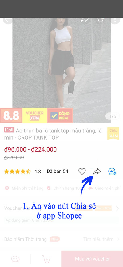 Ấn chia sẻ trn app Shopee